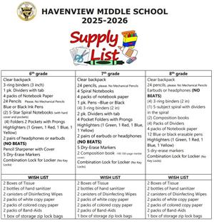 25-26 School Supply List
